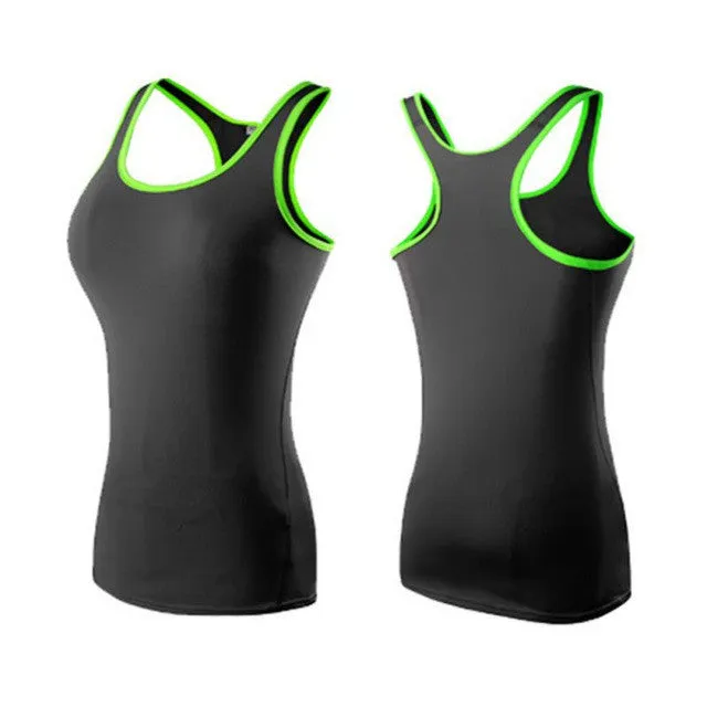 Women Sports Tights Running Yoga Fitness Vest Tee