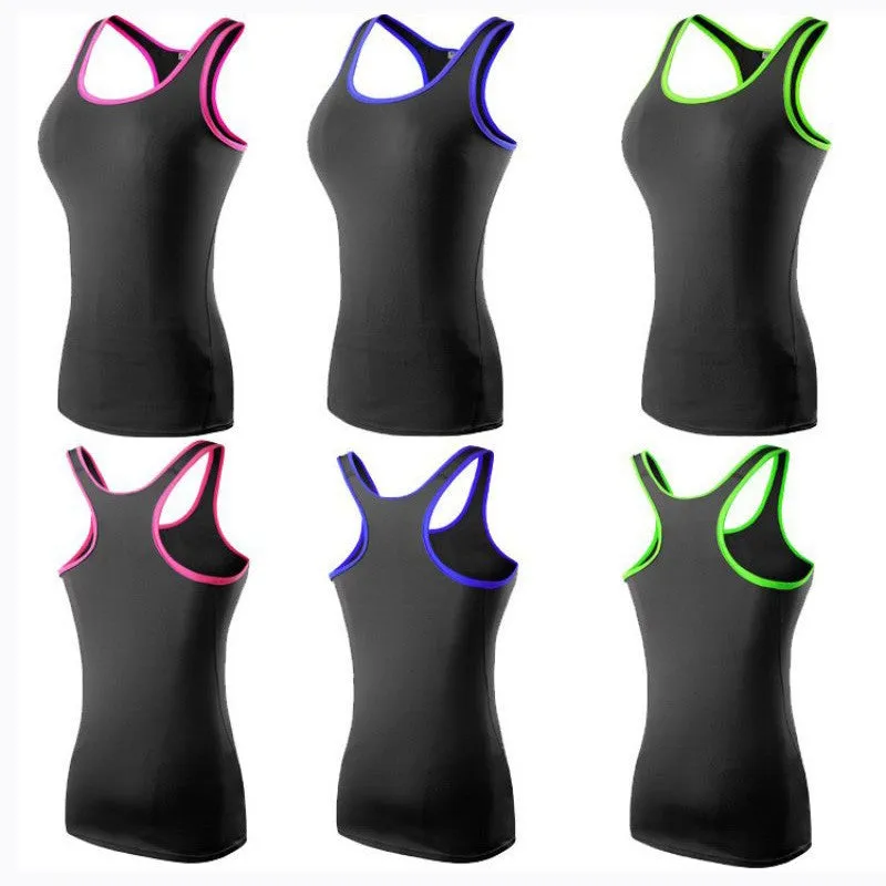 Women Sports Tights Running Yoga Fitness Vest Tee