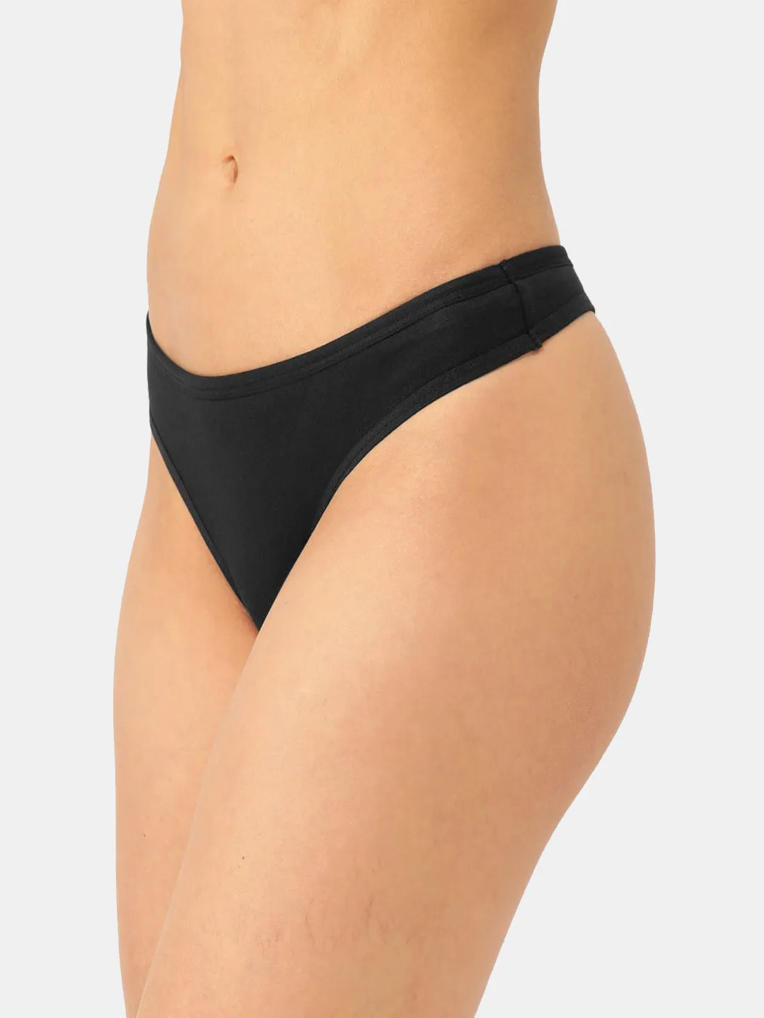 Women’s Solid Black Low-Rise Thong Brief | SUNNY-BLK-1 |