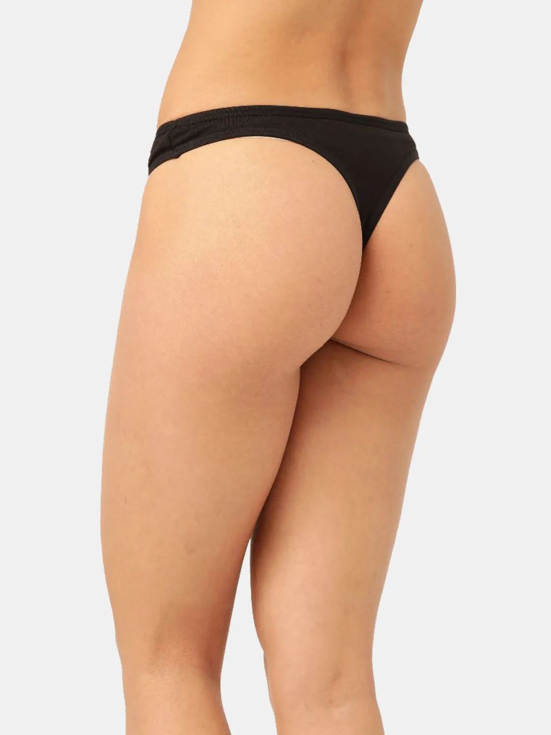 Women’s Solid Black Low-Rise Thong Brief | SUNNY-BLK-1 |